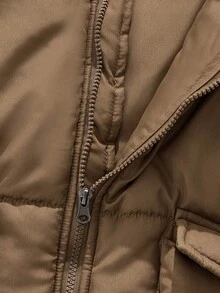 ROMWE MEN Street Life Men's Plain Simple Casual Sleeveless Khaki Vest