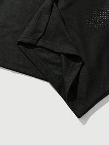 ROMWE MEN Street Life Men's Slogan Print Sweatpants, Suitable For Everyday Wear, Spring/Summer - Black - View 4