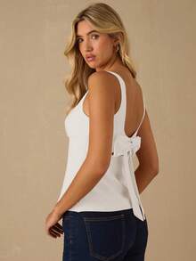 Enchnt Fall/Winter Romantic Women's Gorgeous Bowknot Back Top,Chic & Elegant & Fashionable For Party & Date & Holiday & Graduation & Going Out & Halloween & Christmas,Autumn,New Years - White - View 7