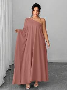 Elenzga Đầm tay cánh dơi cài nút cổ chéo dành cho nữ - Bụi hồng - Xem 5