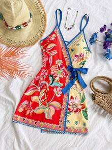 Soleia Váy quấn mini họa tiết lá cọ dừa nhiệt đới dành cho nữ - Nhiều màu - Xem 3