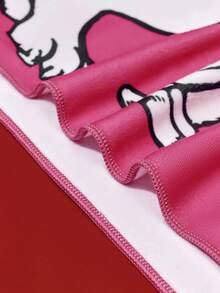 Betty Boop x SHEIN 1条装玫红色浴巾图案浴巾沙滩巾吸水柔软不易起球度假用品粉色浴巾超细纤维吸水不掉毛 - 玫紅色 - 查看 6