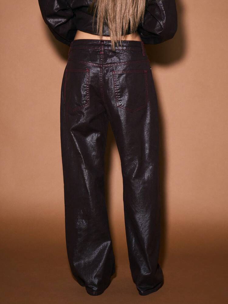 KIZN Jeansy z szerokimi nogawkami i wysokim stanem