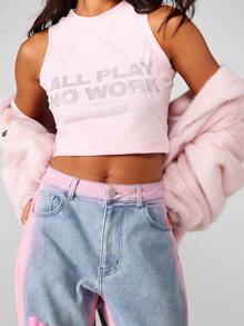 Missguided x Playboy All Play No Work 兔子标志水钻背心 - 粉色 - 查看 1