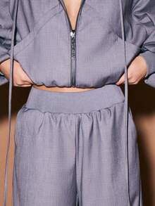 KIZN Quần chạy bộ ống rộng được thiết kế riêng với cạp chun và dây rút tạo sự thoải mái - Xám - Xem 4