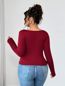 Cravure Christmas Plus Size Women Asymmetric Neck Ruched Waist Sexy Elegant Slim T-Shirt