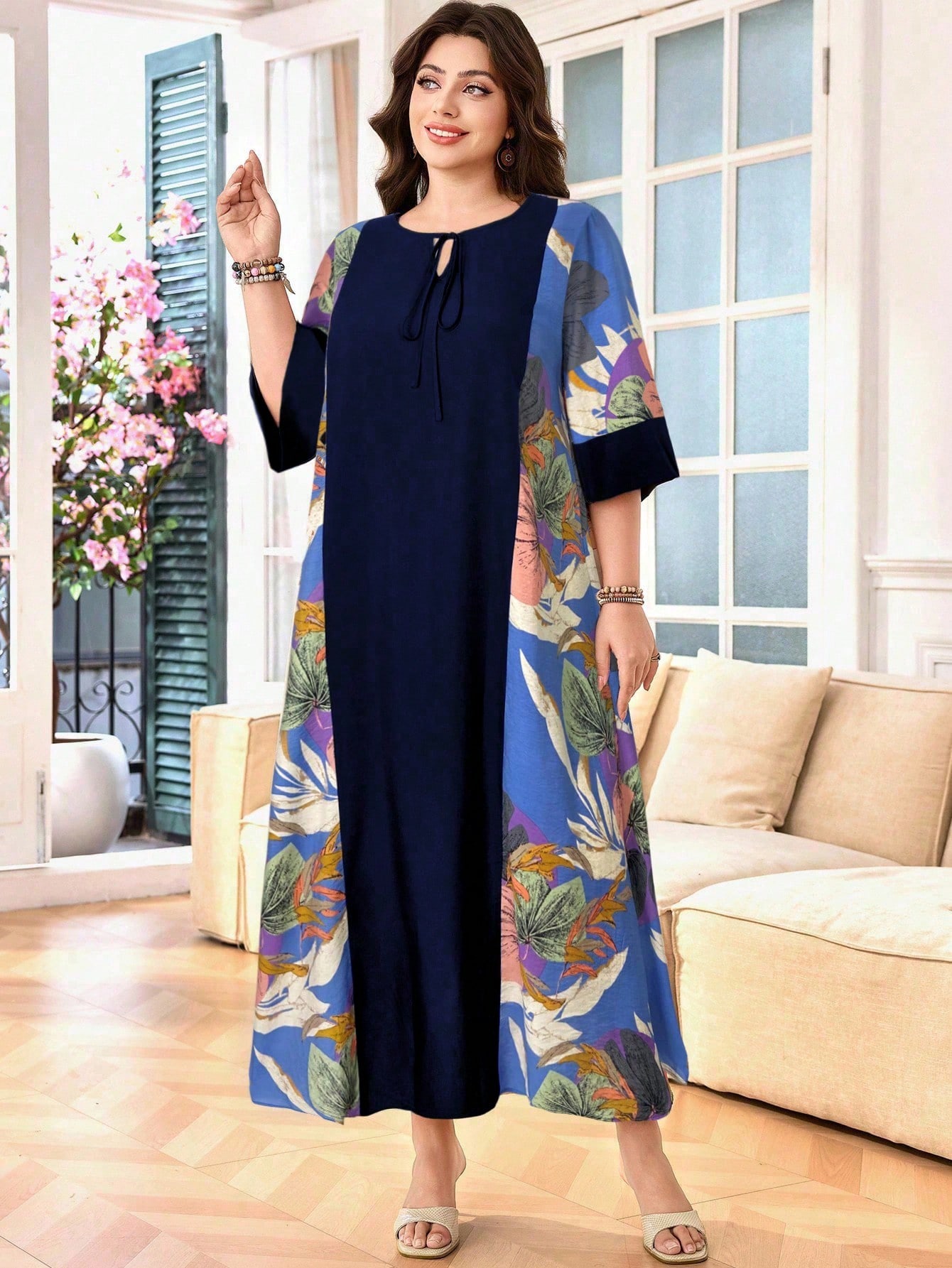 SHEIN Lacomfia فستان نسائي فضفاض وكاجوال بطراز عرب...