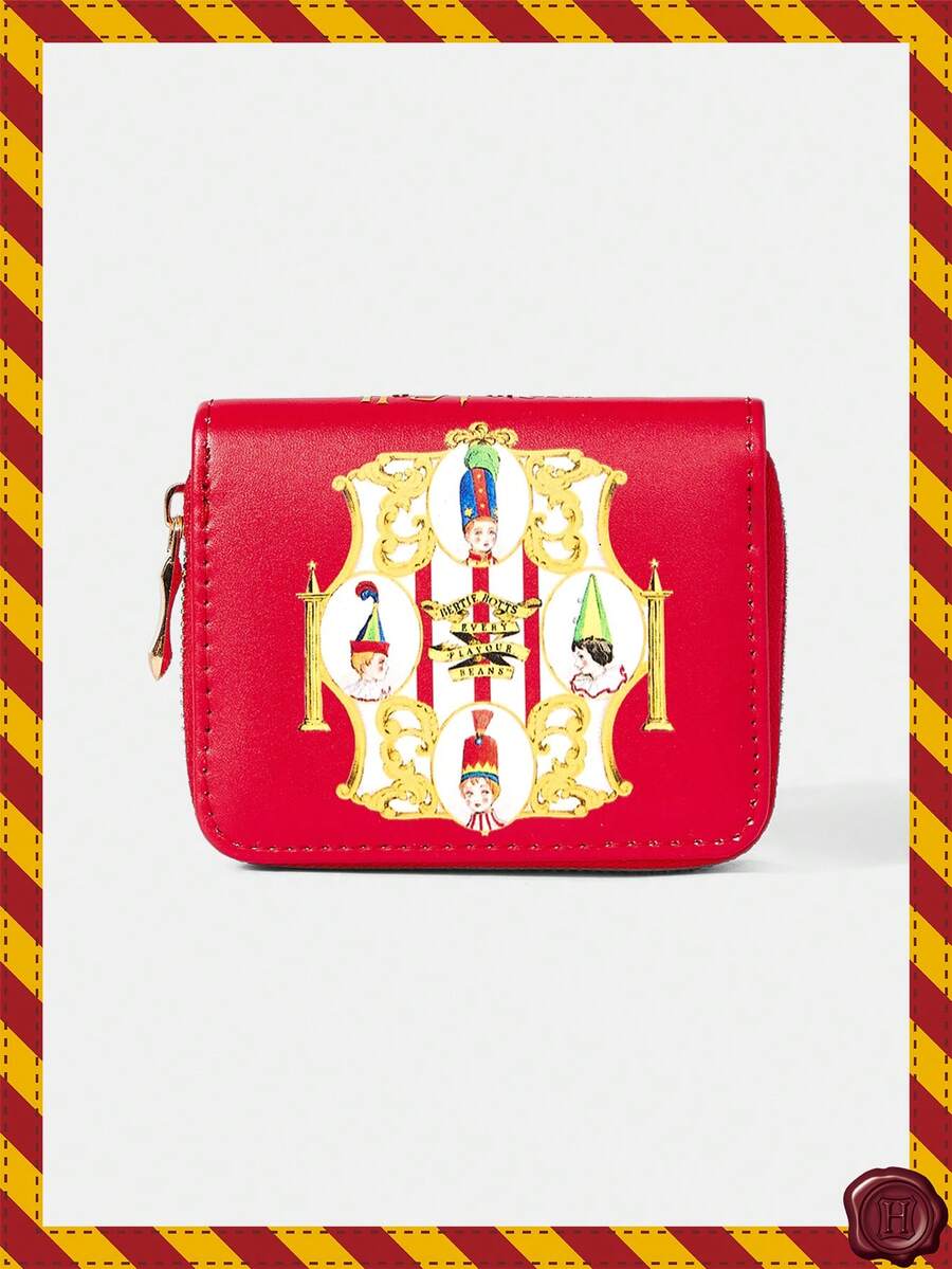 HARRY POTTER X SHEIN 1pc Women's Fashion Cartoon Pattern Short Wallet, Zipper Coin Purse - Multicolor - View 1