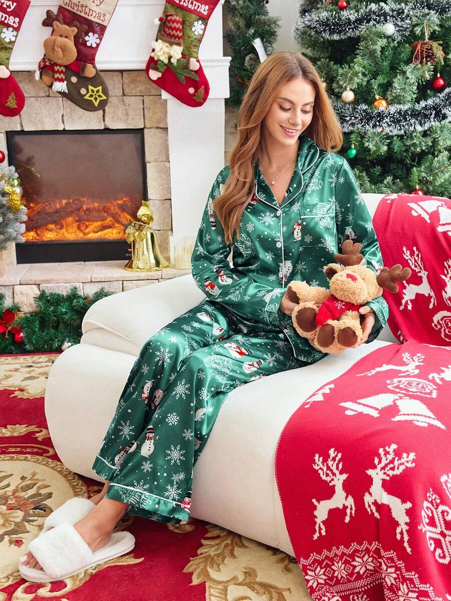 FamilyFrolics 女士睡衣套装，数码印花，秋冬服装，圣诞节礼物 - 彩色 - 查看 1