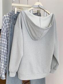 Resyla 大码女式字母刺绣二合一落肩长袖宽松运动衫