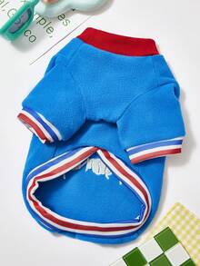 PETSIN Seasonal Christmas Velvet Pet Hoodie For Dogs And Cats – Warm And Stylish Plush Fleece Sweatshirt Vest For Small Animals, With Easy Leash Attachment And Adorable Santa Patterns, Ideal For Winter Chilling, Gift Giving, And Everyday Use - Blue - View 2