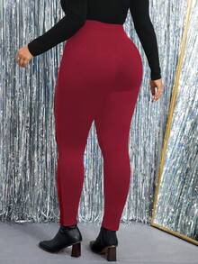 Cravure Leggings minimalistas de unicolor para tallas grandes de uso diario