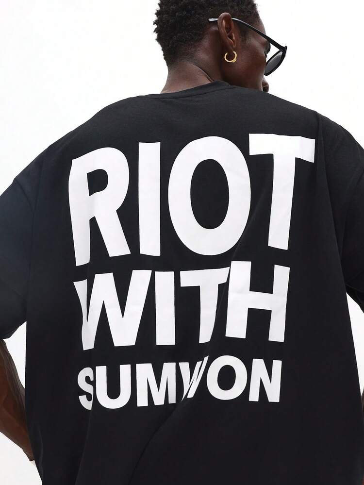 Boxy Fit Crew Neck Tee With Back Print