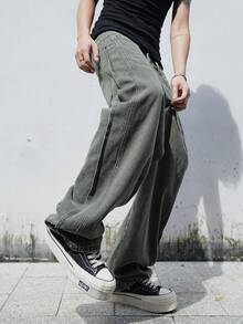 Manfinity EMRG Jeans casuales versátiles de pierna ancha y holgados con bolsillos para hombres