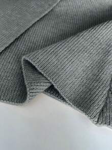 SHEIN Unity Áo len cardigan dệt kim hai hàng khuy, thắt eo thời trang dành cho nữ, Thu/Đông - Xám - Xem 3