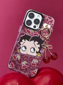 Betty Boop x SHEIN Ốp điện thoại trang trí hình quả anh đào, ốp bảo vệ in hình thiết kế thời trang, tương thích với iPhone, quà tặng lý tưởng, thích hợp cho tiệc tùng, ngày lễ, Ngày Valentine. - Nhiều màu - Xem 2