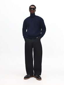 Suéter de cuello alto tejido de ajuste relajado de SUMWON para invierno y otoño, cómodo y casual - Azul - Ver 4