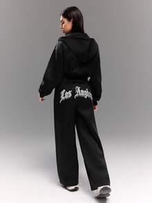 Teen GirlCasual Street Goth Style Halloween Dark Hoodie Outfit Set