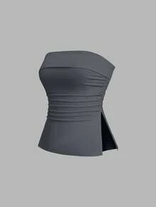 Sweetra 女式休闲百搭侧开衩吊带背心 - 彩色 - 查看 5