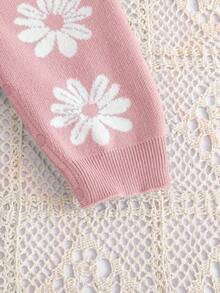 SHEIN Newborn Baby Girl Floral Print Long Sleeve Romper Jumpsuit, Autumn/Winter