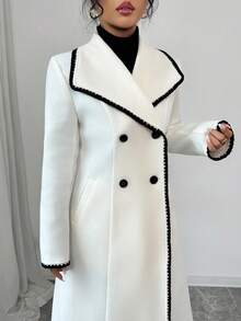 Modelyn Cardigan Panjang Wanita Warna Aprikot dengan Bordir Naga & Phoenix dan Patchwork Renda, Cocok untuk Kencan di Musim Gugur/Dingin (Abaya) - Aprikot - View 7