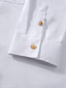 Manfinity Nomadique Men's Western Cowboy Style Casual Long Sleeve Shirt White And Gold Dress Shirt Men Flannel Men White Long Sleeve Shirt Rodeo Shirt Men - White - View 7