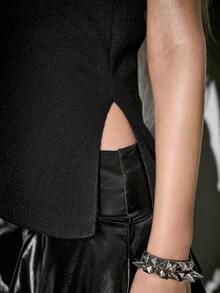 ROMWE Avant Women's Vintage Y2K All-Match Versatile Knit Sequin Button Decorated Tube Top - Black - View 5