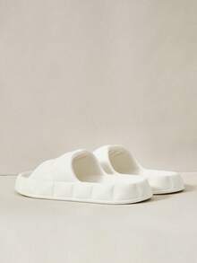 Cuccoo Woman Shoes Textured Single Band Cool White Home EVA Slides For Summer Vacation Shoes Summer Back To School Shoes College Student Shoes Spring Shoes Spring Break Easter For Casual Beach Style For Christmas - White - View 4