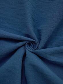 Miaspire 女式 V 领撞色蕾丝灯笼袖单排扣优雅中长连衣裙 - 藍色 - 查看 8