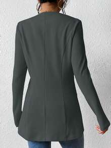 EMERY ROSE Women's Casual Textured Unlined Collarless Lightweight Long Sleeve Blazer