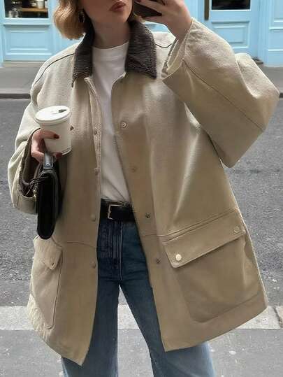 INAWLY Women's Casual Oversized Utility Jacket, Autumn/Winter Fall Cloth For Women