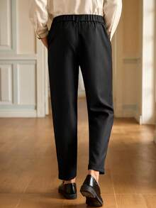 HIMLAND Quần âu nam đơn sắc tối giản thường ngày - màu đen - Xem 3