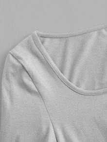 SHEIN EZwear Bộ 3 áo thun nữ tay ngắn croptop thường ngày, đồ mặc nhà, lớp lót, màu trơn, đa năng, ôm sát, phù hợp cho mùa thu/đông - Nhiều màu - Xem 3