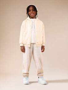 SUMWON Tween Slouchy Zip Up Hoodie Jacket With Ribbed Cuffs And Waistband For School Casual Wear - Apricot - View 6