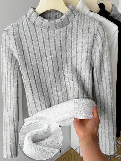 SHEIN 少女长袖修身T恤，春季修身款