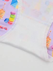 8pcs/Pack Girls' Full Print Contrast Binding Comfortable Briefs - Multicolor - View 5