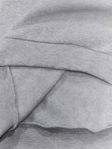 Áo thun cổ chữ V cho bé gái, áo thun dài tay in chữ dáng rộng, áo chui đầu thời trang thường ngày, phù hợp cho mùa thu/đông, ngày lễ, mùa hè, du lịch - Xám - Xem 6