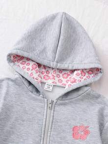 Tween Girls Cute Sweet Floral Bow Print Double Layer Zipper Pocket Loose Jacket, Casual & Versatile, Autumn/Winter