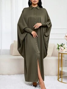 Al Najma 女士土耳其长裙和阿拉伯传统长袍 - 橄欖綠 - 查看 4