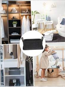 1pc Felt  Storage Basket, Pet Supplies Felt Storage Bin, Keep Your Home Neat & Tidy - Black - View 5