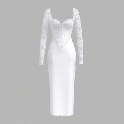봄과 여름 휴가 데이트 여행 드레스, 발렌타인 데이 드레스, 작은 꽃무늬 드레스, 피크닉 드레스, 우아한 드레스, 가을과 겨울 우아한 스타일 레이스 스플라이싱 연회 가벼운 드레스