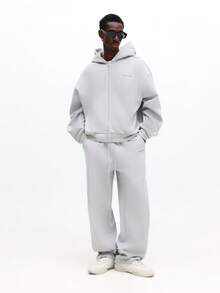 SUMWON Regular Men's Oversized Hooded Sweatsuit Co-Ord Set Fleece Hoodie Sweatpants Tracksuit Winter Loungewear - Grey - View 1
