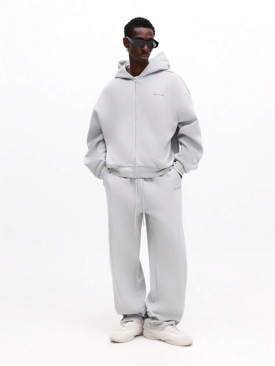 SUMWON Regular Men's Oversized Hooded Sweatsuit Co-Ord Set Fleece Hoodie Sweatpants Tracksuit Winter Loungewear - Grey - View 1