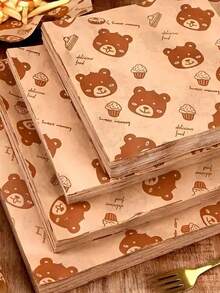 50/100Sheets Sandwich Wrapping Papers Sheet,Baking Wax Paper , Sandwich Packaging Paper,Food Oil Absorbent Paper Greaseproof Paper Gasket Paper Fried Chicken Greaseproof Paper - Brown - View 1