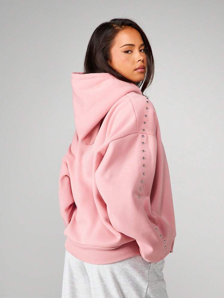 MISSGUIDED Oversized Hoodie With Metal Stud Details
