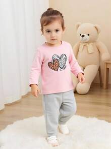 SHEIN 3pcs Girls Letter Print Fitted Long Sleeve T-Shirt, Sweet Casual Versatile All-Match Set, Autumn - Multicolor - View 3