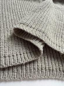 Maweii 大码女式毛衣套装，纯色，浅灰色，深V领纽扣长袖上衣+长裤 - 淺灰色 - 查看 8