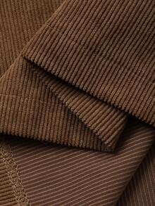 DAZY 女士宽松灯芯绒吊带阔腿裤，休闲优雅，秋冬 - 棕色 - 查看 8