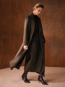 MOTF PREMIUM AUTUMN/WINTER WOOL DOUBLE BREASTED OVERCOAT - Brown - View 5