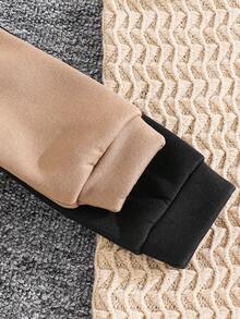 SHEIN 2件装男婴可爱简约字母拼接拉链连帽外套，百搭实用，男女宝宝冬季服装 - 棕色 - 查看 6